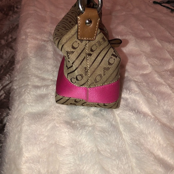 Small brown coach purse with a hot pink strip - Picture 7 of 7